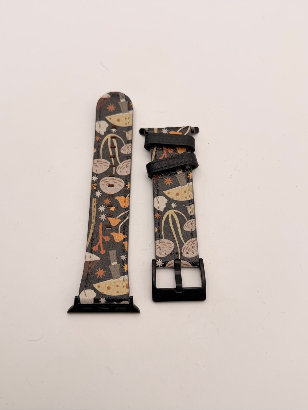 Apple Watch band cottagecore-style mushroom and botanical print, 42/44/46/49mm
